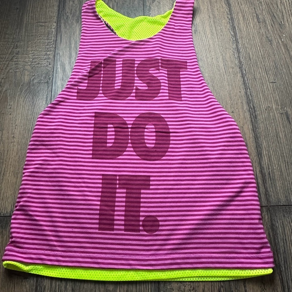 Nike Pink and Purple Striped Tank Top